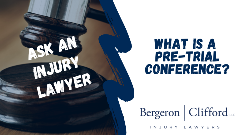 Ask an Injury Lawyers - What's a pre-trial conference - Cover image of gavel